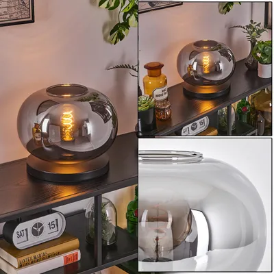 Produktbild von Carrone Tischlampe aus Metall/Glas in Schwarz/Rauchfarben