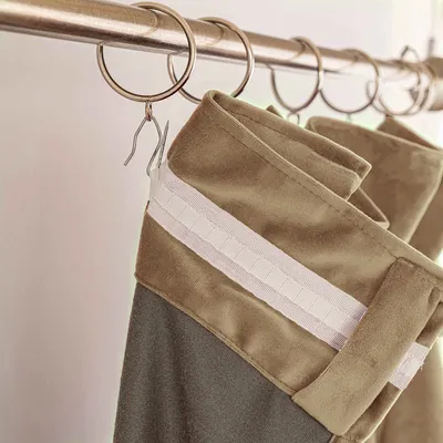 Produktbild von 2er Set Samt Gardinen Vorhänge Beige Wohnzimmer Schlafzimmer Vorhang Blickdicht Kräuselband Verdunklungsvorhänge Blackout Curtain, 132*213cm
