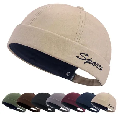 Productafbeelding van Docker-muts, zeilmodel, zonder klep, donkerbeige, maat 56-60 cm, 100% katoen