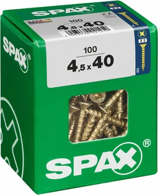 Productafbeelding van SPAX 4081020450407, Schroef, staal, verzinkt, voor hout, met platte kop, kruiskop, gele kleur