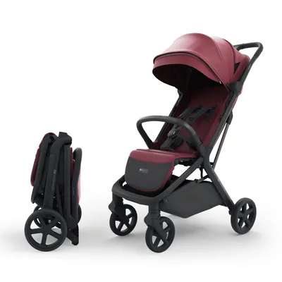 Produktbild von Kinderkraft NUBI 3 Buggy bis 22 kg – automatisch zusammenklappbar, große EVA-Räder, Mesh-Sitz, UPF50+ Verdeck - Burgund