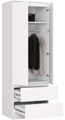 Obrázok produktu pre Šatníková skriňa S60, 60 cm, 2 dvere, 2 zásuvky, lesklý povrch, výška 180 cm, STAR