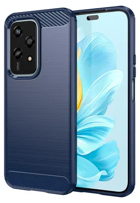 Image de Étui de protection en TPU à texture carbone résistant aux chocs pour Honor 200 Lite, bleu