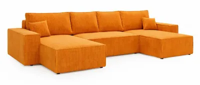 Obrázek produktu pro ANMIL Rohová pohovka ve tvaru U, model LAGOS, rozměry 370 × 94 x 181 cm – Žlutá pohovka s funkcí rozkládacího lůžka a úložným prostorem