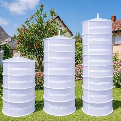 Obrázek produktu pro NetDroog Skládací sušák - síť na sušení bylinek, masa a oblečení - bílý - 4 vrstvy - Φ60cm