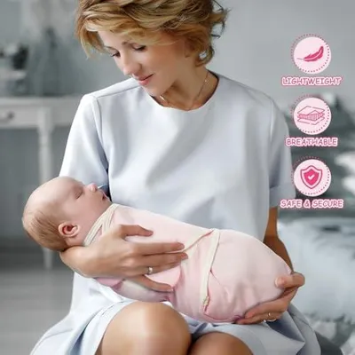 Produktbild von Pucksack für Babys, Schlafsäcke für Neugeborene von 0 bis 3 Monaten, Baumwolle, Wickeltuch, Unisex 3er Set