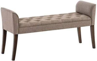 Image de Fauteuil Chesterfield - Revêtement en tissu - Marron - 128 cm - Salon - Salle à manger
