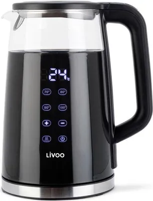 Zdjęcie produktu dla Czajnik Elektryczny LIVOO DOD198, 2200 W, 1.7 L, Szklany, Cyfrowy, Regulacja Temperatury 40-100°C