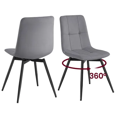 Produktbild von VASAGLE Esszimmerstühle 2er Set, 360° Drehbar, Ergonomischer Samtstuhl, 43 x 52 x 83 cm, Grau, KI-generiertes Bild
