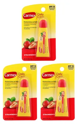 Obrázek produktu pro CARMEX – Balzám na rty – Výhodné balení 3 ks – Jahodový – SPF 15 – V tubě