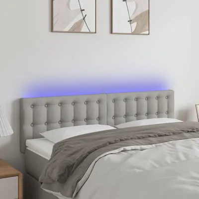 Produktbild von vidaXL LED Kopfteil Hellgrau 144x5x78/88 cm Stoff
