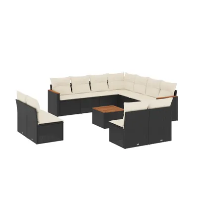 Immagine prodotto di vidaXL Set di divani da giardino da 12 pezzi con cuscini in polirattan nero