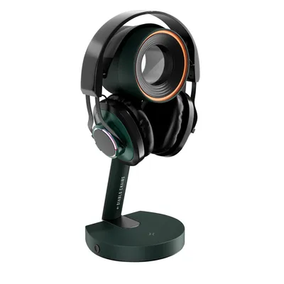 Zdjęcie produktu dla DIABLO Gamingowy stojak na słuchawki World of Tanks z podświetleniem RGB, ładowaniem bezprzewodowym, USB i USB-C hubem