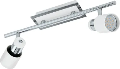 Produktbild von EGLO LED Deckenlampe Davida, 2 flammige Deckenleuchte, Deckenspot aus Metall in Chrom, Weiß, Wohnzimmerlampe, Spots inkl. GU10 Leuchtmittel, warmweiß