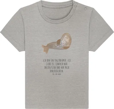 Produktbild von Mr. & Mrs. Panda Babyshirt Robbe Lachen 12. - 18. Monat - Heather Grey - Geschenk, Kinder Oberteil,  T-Shirt, Lustige Sprüche, Ostsee, Baby Top, Seehund, Nordsee