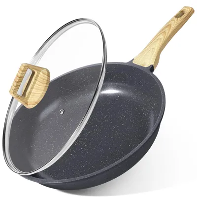 Zdjęcie produktu dla Elzusha - Patelnia ceramiczna z powłoką nieprzywierającą i pokrywką - 24 cm - do wszystkich rodzajów kuchenek