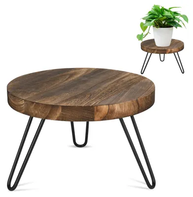 Productafbeelding van Houten plantenstandaard voor binnen en buiten, stevige bloempotstandaard met 3 poten, decoratieve plantenstandaard, bloempotstandaard, plantenvoet voor thuis, tuin, binnen- en buitendecoratie