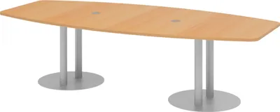 Produktbild von bümö Konferenztisch mittel KT28 - Nachbildung: Buche, tischfuss: Säule in Silber