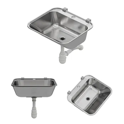 Produktbild von Ausgussbecken Waschbecken Spülbecken Waschtrog draußen Edelstahl Garten Garage 10912