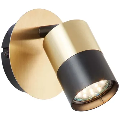 Produktbild von BRILLIANT Lampe Maribel Wandspot messing gebürstet/schwarz | 1x PAR51, GU10, 5W, geeignet für Reflektorlampen (nicht enthalten) | Kopf schwenkbar