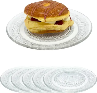 Produktbild von Teller Glas Glasteller flach Dessertteller Kuchenteller Gebäckteller Servierteller Ø 20 cm 6 Stück Set