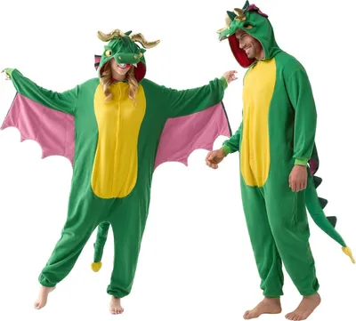 Produktbild von Unisex Drache Erwachsene Pyjama Tierkostüm Halloween Cosplay S-XL Grün
