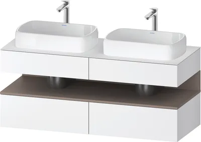 Produktbild von Duravit Qatego Konsolenwaschtischunterbau, 2 Auszüge, 2 Schubkästen, 2 Ausschnitte, 1400x550x600mm, Nische Basalt Matt, QA4767043180010