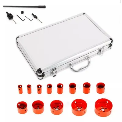 Immagine prodotto di Set di seghe a tazza - Bimetallo HSS - 17 pezzi - 19–76 mm - Per metallo - Per trapano a colonna/trapano - Con valigetta