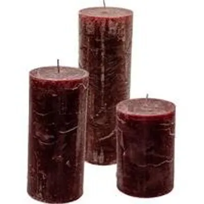 Cactula Stumpenkerzen-Set – Wine Red – 3 Stück