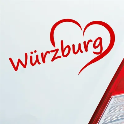 Produktbild von Auto Aufkleber Würzburg Herz Stadt City Liebe Love Heart 15x8 cm Rot Sticker Heckscheibenaufkleber
