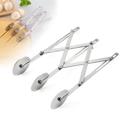 Pizzaschneider mit 3 Rollen, Edelstahl, verstellbar, 24,5 cm