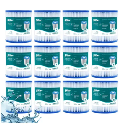 Produktbild von Sillar 12 Stück Intex Ersatz-Poolfilter – Typ H 29007 Pumpenpatrone 28601 28602