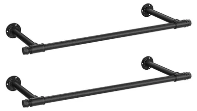 Immagine prodotto di Confezione da 2 aste appendiabiti in acciaio nero – resistenti – dimensioni 30 x 84 x 7 cm