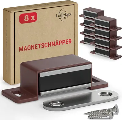 Produktbild von Magnetische Haken-Set für Balkon- und Schranktüren - 8-teilige Set - Haltbarkeit 4kg - Magnetkräfte für Holz- und Metalltüren