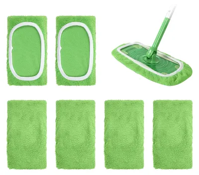 Productafbeelding van 6 Stuks Herbruikbare Wischmopp Tücher voor Swiffer, 22,5 x 11,5 cm, Groene Microvezel