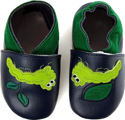 Produktbild von Premium Leder Lauflernschuhe Krabbelschuhe Babyschuhe, Größe:0-6 Monate, Modell:dunkelblau - Raupe