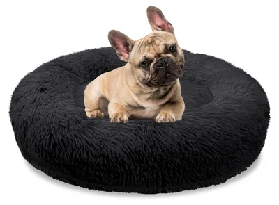 Produktbild von BLUZELLE Orthopädisches Hundebett Mittlere Hunde, 70cm Donut Kissen Waschbar Memory Foam Rund Hundekorb Plüsch Kuschelig Schwarz
