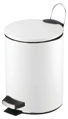Immagine prodotto di Cestino in metallo, bianco, capacità 5 litri, diametro 20,5 cm, ideale per cucina e ufficio