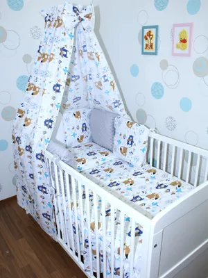 Produktbild von Baby Nestchen mit 6 x Kissen - MINKY und Baumwolle -Umrandung für Laufstall, Hausbett, Babybett, Kinderzimmer - 08