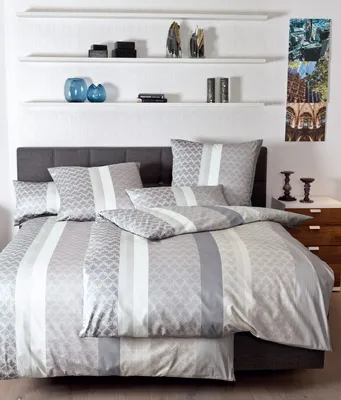Immagine prodotto di Biancheria da letto Janine in raso di mako Palermo 31157-07, grigio sabbia, 135x200 cm + 80x80 cm
