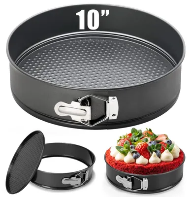 Obrázek produktu pro Forma na pečení s odnímatelným dnem, průměr 26 cm, kulatá, s nepřilnavým povrchem, s odnímatelným dnem, vyrobená z uhlíkové oceli, černá