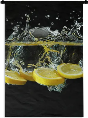 Produktbild von MuchoWow® Wandteppich Wandbehang Zitrone - Frucht - Gelb - Stilleben - Wasser 120x180 cm Tapisserie Dekoration Wandtuch - Schlafzimmer - Dekorationen für das Haus