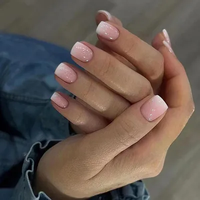Image de 24pcs Set ongles artificiels carrés Nude Rosa Ongles à coller French Acryl Nails