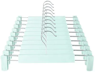 Obrázek produktu pro Ibenzoa® Úsporné věšáky na oblečení, sada 10 kusů, otočný hák o 360°, nastavitelné klipsny, plast, 29×14×3 cm – vhodné pro kalhoty a sukně