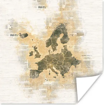 Produktbild von MuchoWow® Poster Europa Karte - Vintage - Papier 30x30 cm - Wandposter - Printing