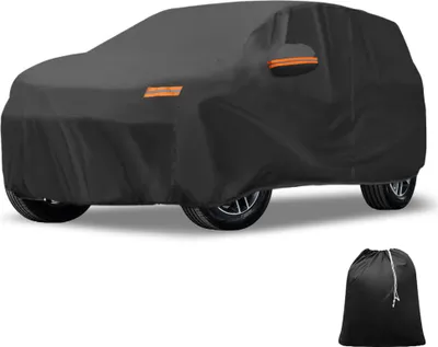 Produktbild von Autoabdeckung fš¹r Honda Pilot 210D-PU Outdoor Vollabdeckung Autoabdeckung Alle Wetter Wasserdicht Winddicht Sonne Regen Schnee Schutz mit Fahrertš¹r Rei?verschluss Schwarz