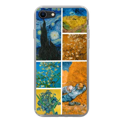Produktbild von MuchoWow® Handyhülle Schutzhülle Hülle für iPhone 7 Van Gogh - Collage - Alte Meister Silikon Softcase Handy Hülle - Kartenhalter