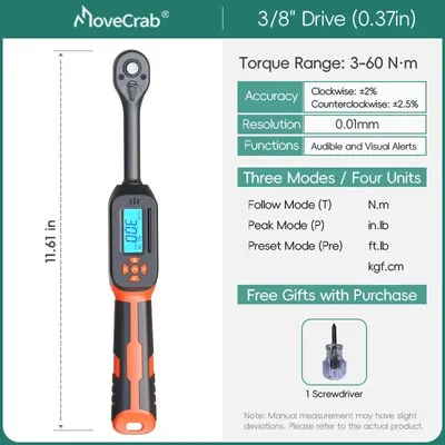 Image de Clé dynamométrique numérique, précision ±2 %, écran LED rétroéclairé, 3-60 N.m