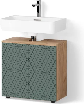 Produktbild von Waschbeckenunterschrank  Livinity Ronco Grün/Goldkraft Eiche 60 x 59 cm, Model 52884