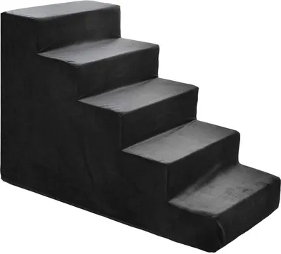 Produktbild von Hundetreppe Katzentreppe Haustiertreppe Aufstiegshilfe Plüschbezug 5 Stufen Schwarz Velvet